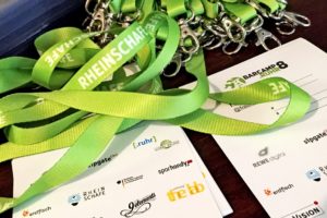 Sponsoren (Badges, Lanyard) beim BarCamp Ruhr #bcruhr8