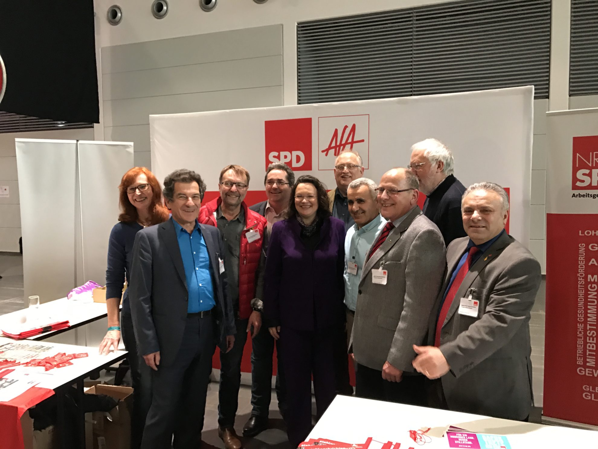 Der Stand der Arbeitsgemeinschaft für Arbeitnehmerfragen (AfA) mit Klaus Barthel (dem Bundesvorsitzenden der AfA) und Bundesministerin Andrea Nahles (Bundesministerium für Arbeit und Sozialordnung) #GuteArbeitVerbindet #SPD