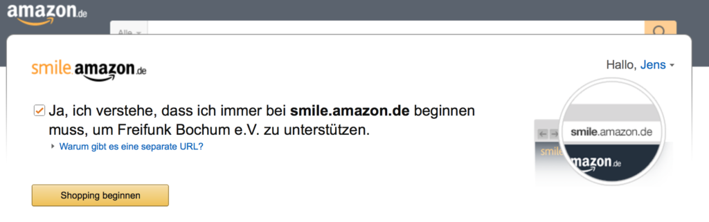 Den Freifunk Bochum #FFBO als Amazon-Kunde unterstützen: via smile.amazon.de