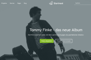 Crowdfunding-Kampagne "Tommy Finke - das neue Album" (Screenshot)