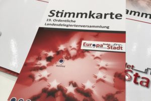 (Meine) Stimmkarte zur SGK NRW-Landesdelegiertenversammlung 2018.
