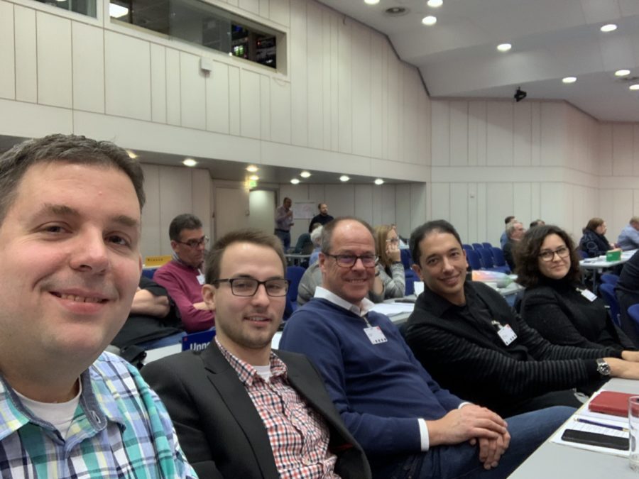 Europadelegiertenkonferenz der NRWSPD (17.11.2018): Ein Teil der Bochumer Genossinnen und Genossen (v.l.n.r.) Jens Matheuszik, Lennart Schnell, Thorsten Kröger, Oliver Basu Mallick und Jannika Haupt