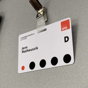 Europadelegiertenkonferenz der NRWSPD (17.11.2018): Mein Delegiertenausweis