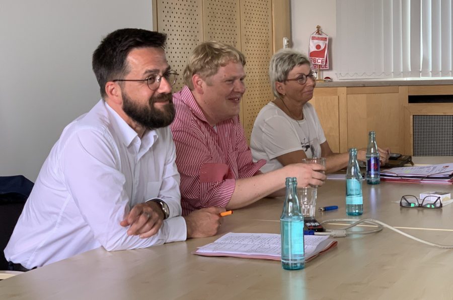 AfA-Betriebsgruppenkonferenz 2019 mit Thomas Kutschaty (SPD-Fraktionsvorsitzender im nordrhein-westfälischen Landtag), Kai Rauschenberg (der Vorsitzende der AfA Bochum) und Carina Gödecke (Erste Vizepräsidentin des nordrhein-westfälischen Landtages)