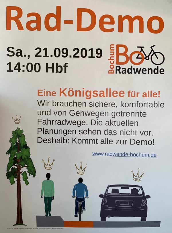Plakat Rad-Demo Königsallee (von Radwende Bochum)