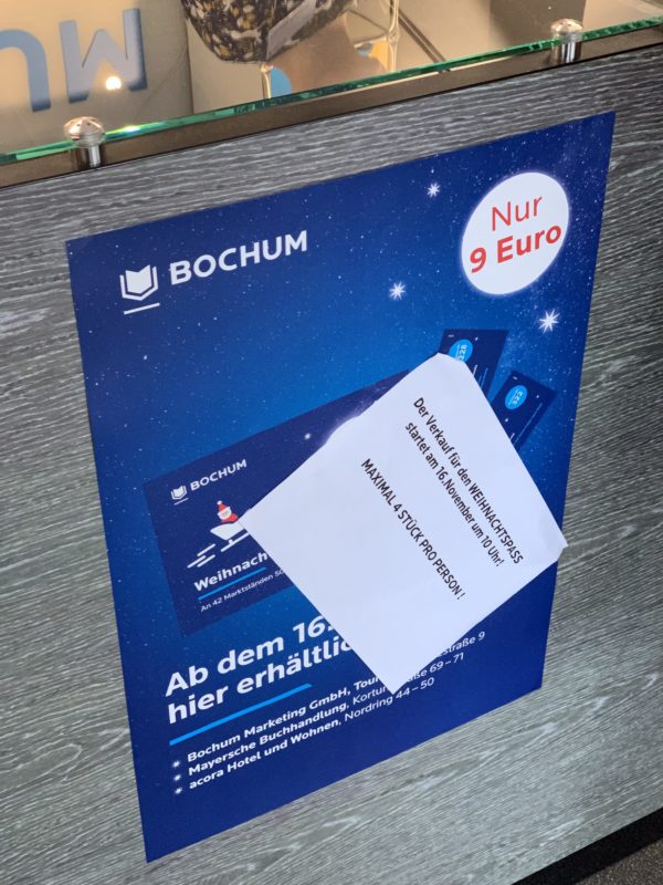 Verkaufsstart für den Bochumer Weihnachtspass 2019 am 16. November 2019