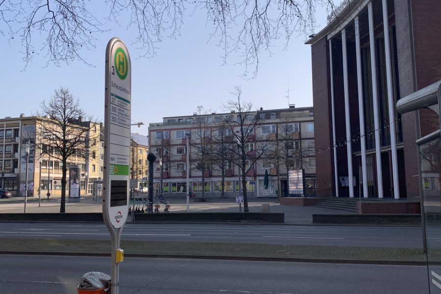 (wieder geöffnete) Bogestra-Haltestelle Schauspielhaus an der Königsallee