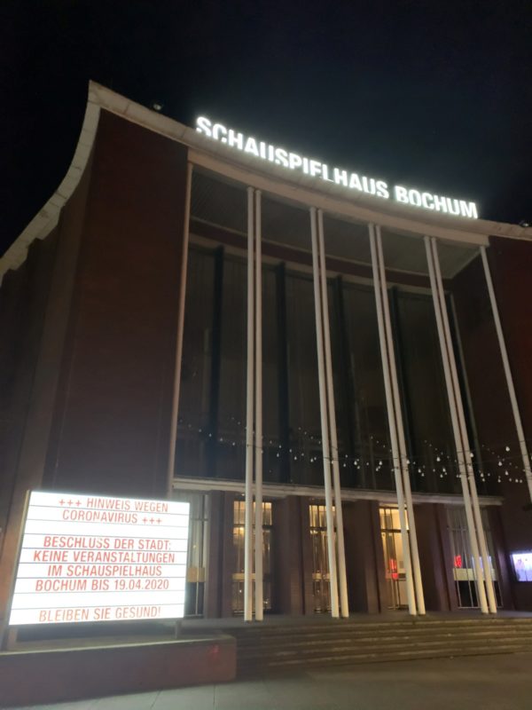 Schauspielhaus Bochum - aufgrund von Corona bis (derzeitiger Stand... ) 19.04.2020 geschlossen