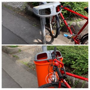 Mülleimer an der Ehrenfeldstraße: vorher (fehlt) und nachher (wieder da!) - #MängelmelderSafariBO
