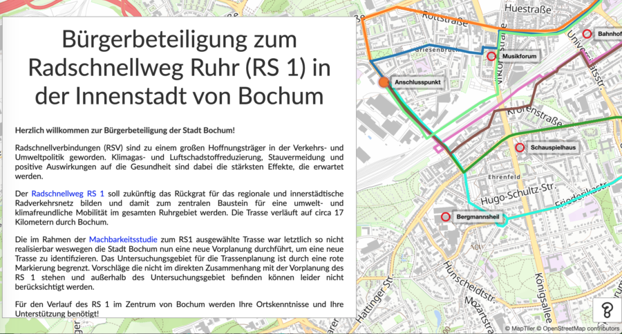 Bürgerbeteiligung zum Radschnellweg Ruhr (RS 1) in der Innenstadt von Bochum