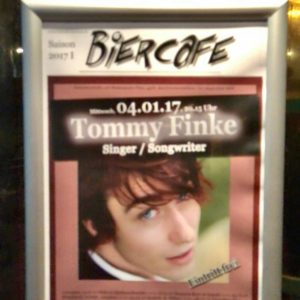 Biercafe (am Schauspielhaus): Plakat für den Abend mit Tommy Finke