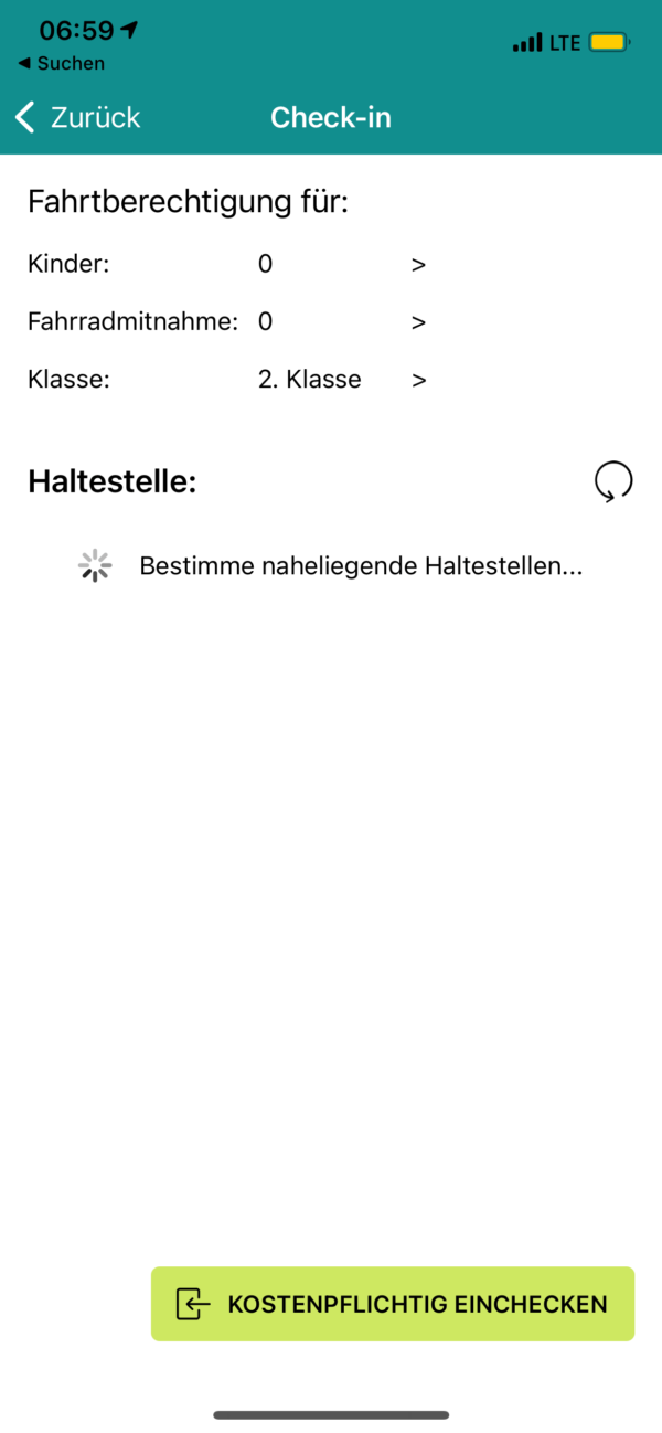 nextTicket: Check-in und Suche nach der nächsten Haltestelle (App Bild 1)