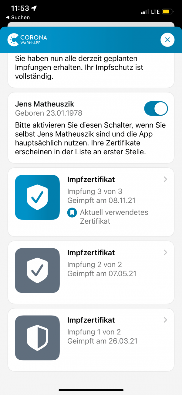 Corona-Warn-App: Booster-Impfung als Impfung 3/3