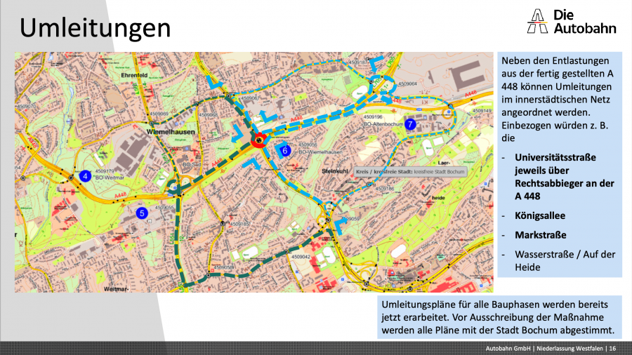 Umleitungsplanungen zur Universitätsstraße