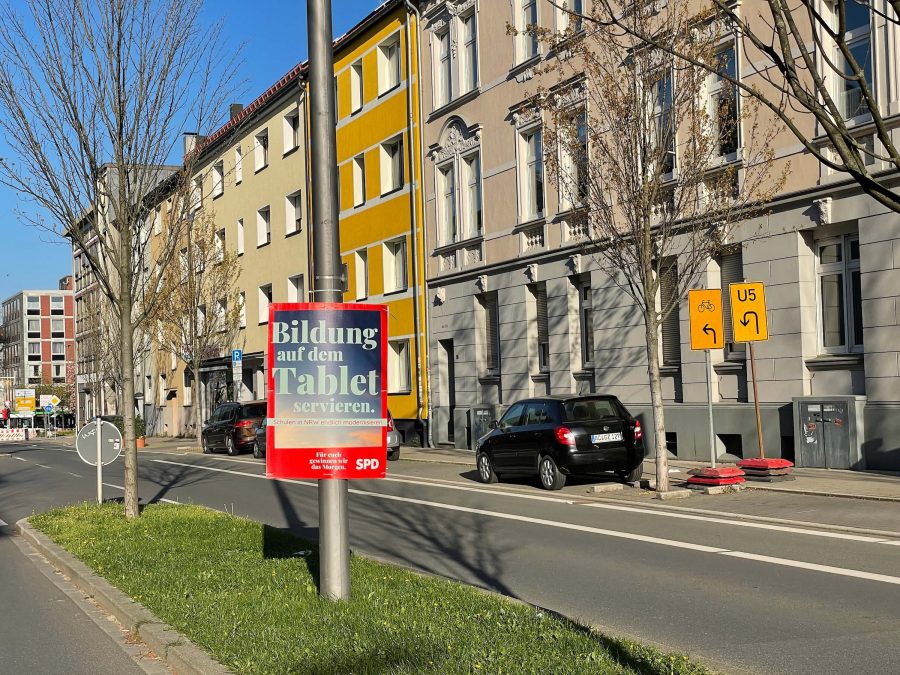 Baumaßnahme Schauspielhauskreuzung: hier Umleitungsschild auf der Oskar-Hoffmann-Straße