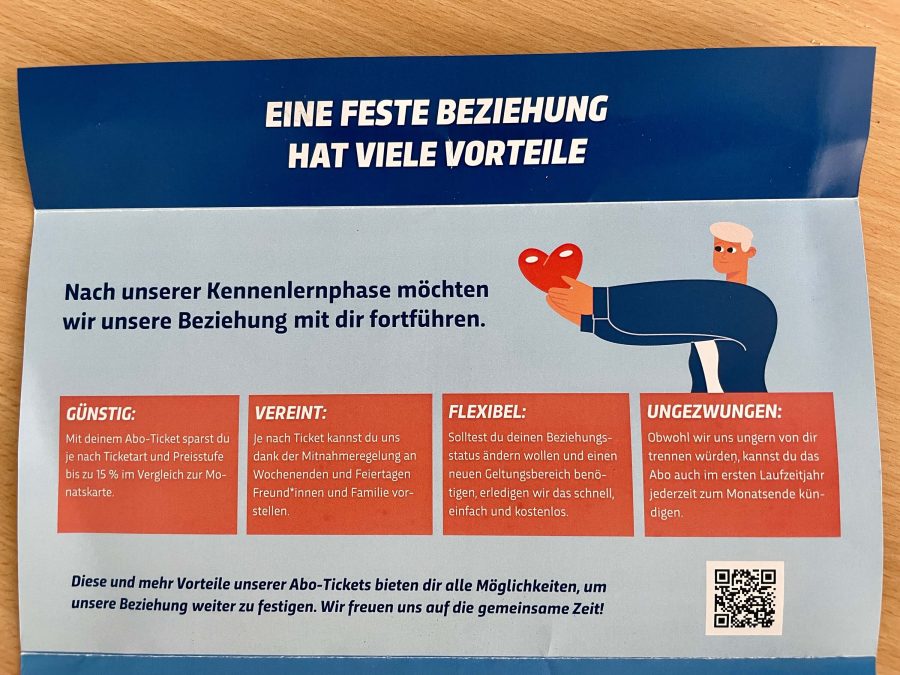 Eine feste Beziehung hat viele Vorteile (Bogestra-Kampagne zum 9-Euro-Ticket)