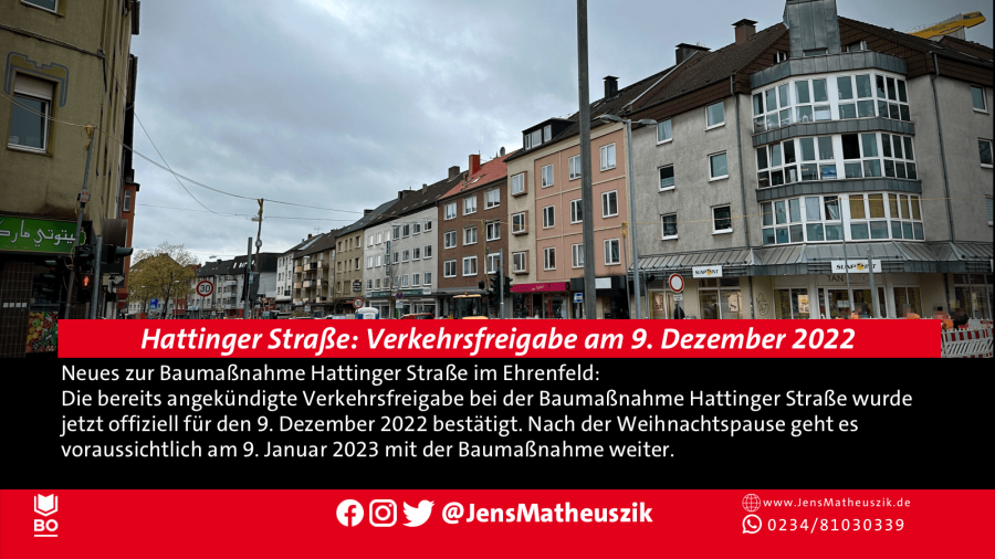 Hattinger Straße: Verkehrsfreigabe am 9. Dezember 2022 (Sharepic)