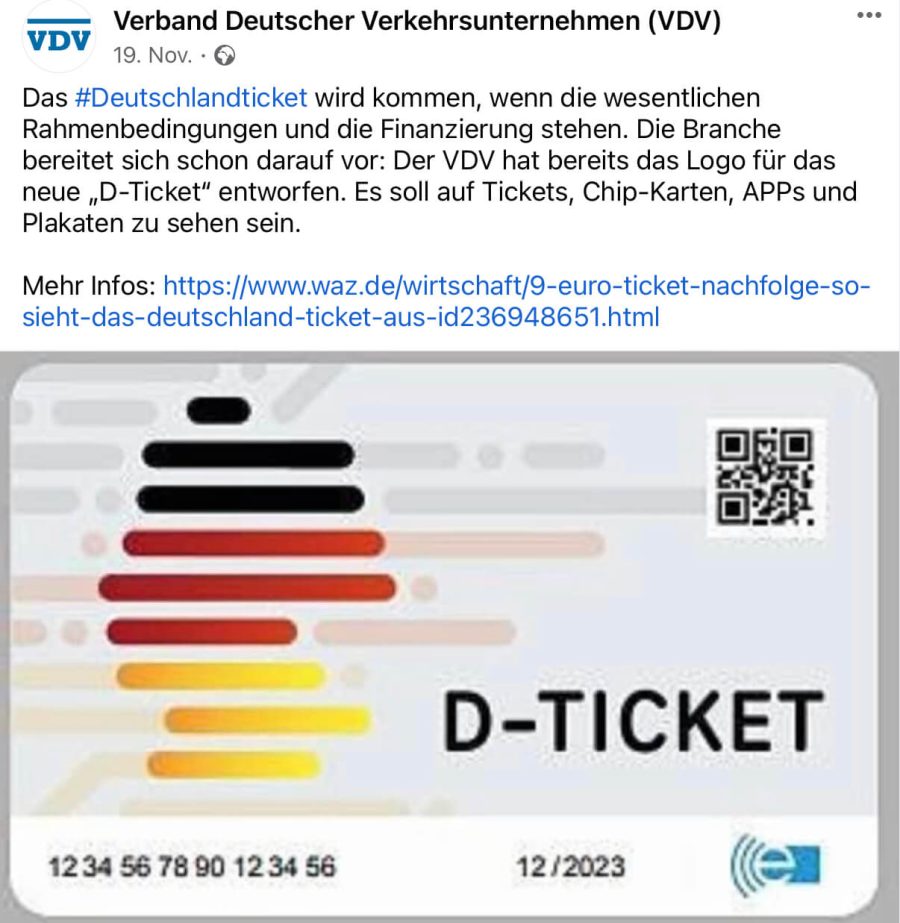VDV-Posting zum D-Ticket