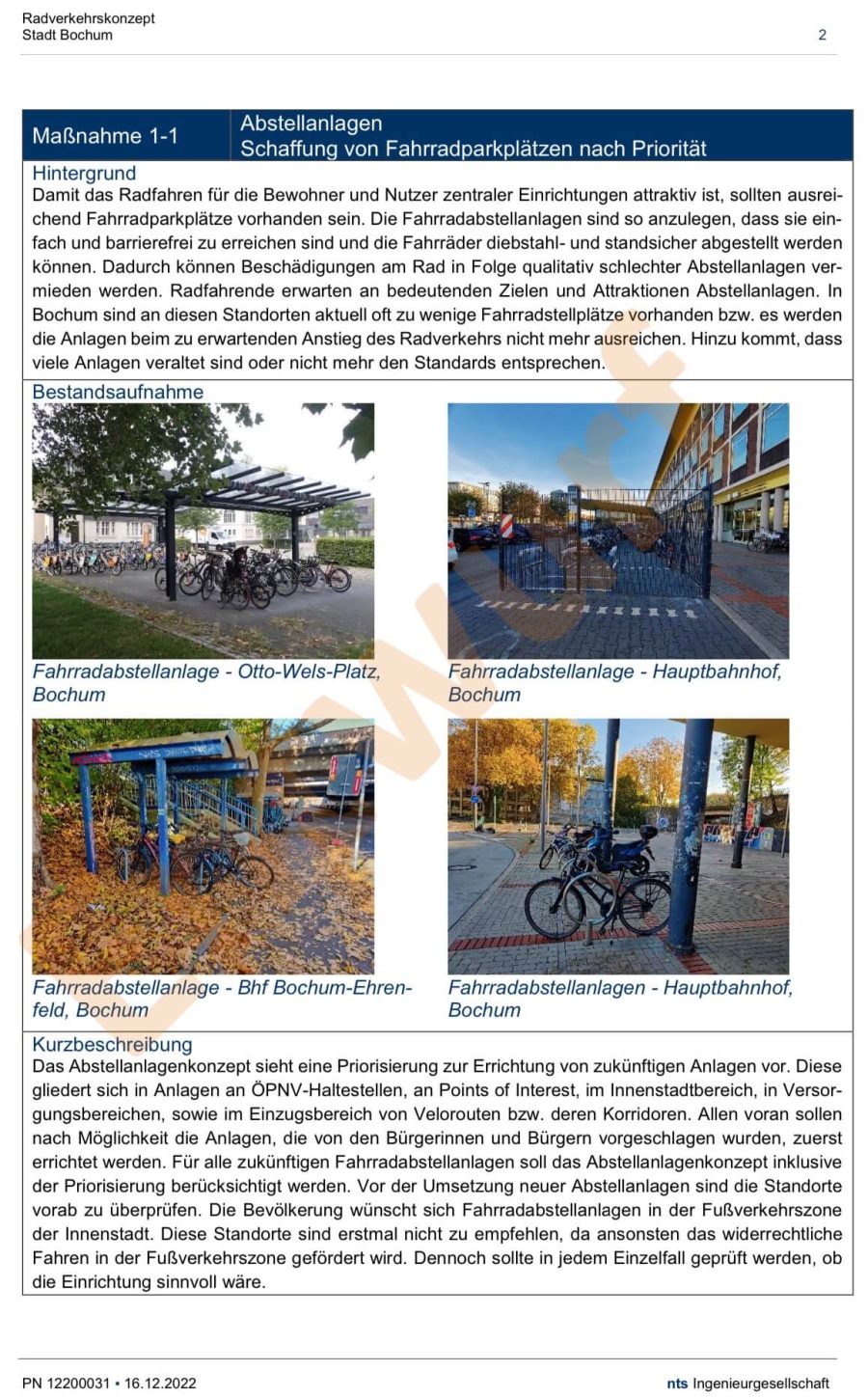 Radverkehrskonzept 2023 (hier: Massnahmensteckbriefe - Abstellanlagen)