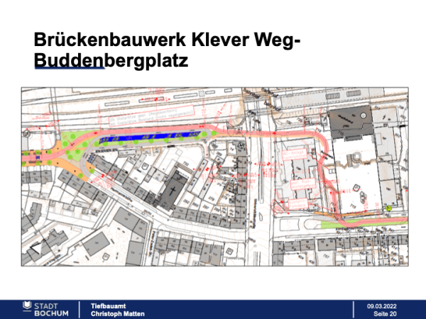 Radschnellweg RS1 Ruhr: Brückenbauwerk Klever Weg - Buddenbergplatz