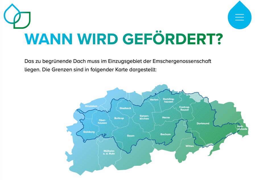Einzugsgebiet der Emschergenossenschaft: Förderung für Gründächer